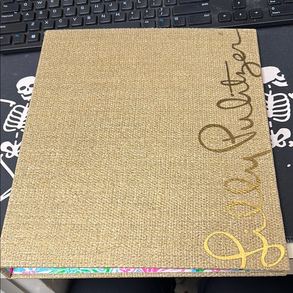 Lilly Pulitzer Burlap and Gold Binder